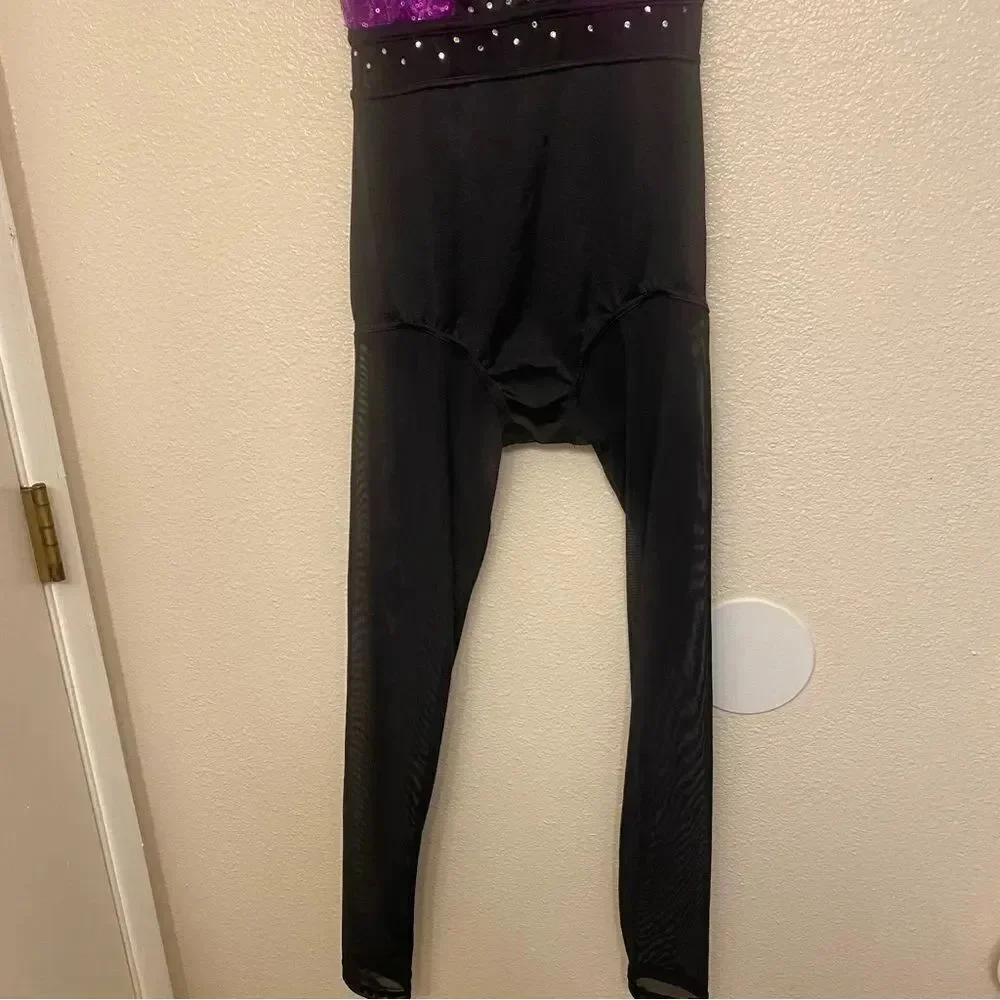 WEISSMAN Dance Costume unitard black purple Cold Hearted Snake 14693 SA adult